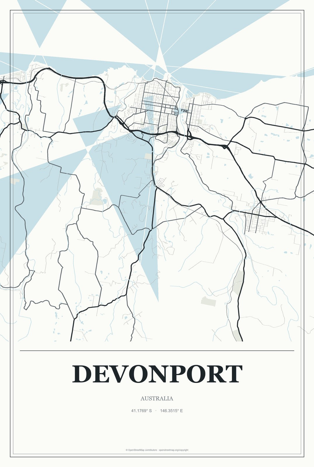 Devonport, Australia City Map Aluminum Sign in Gallery Air style