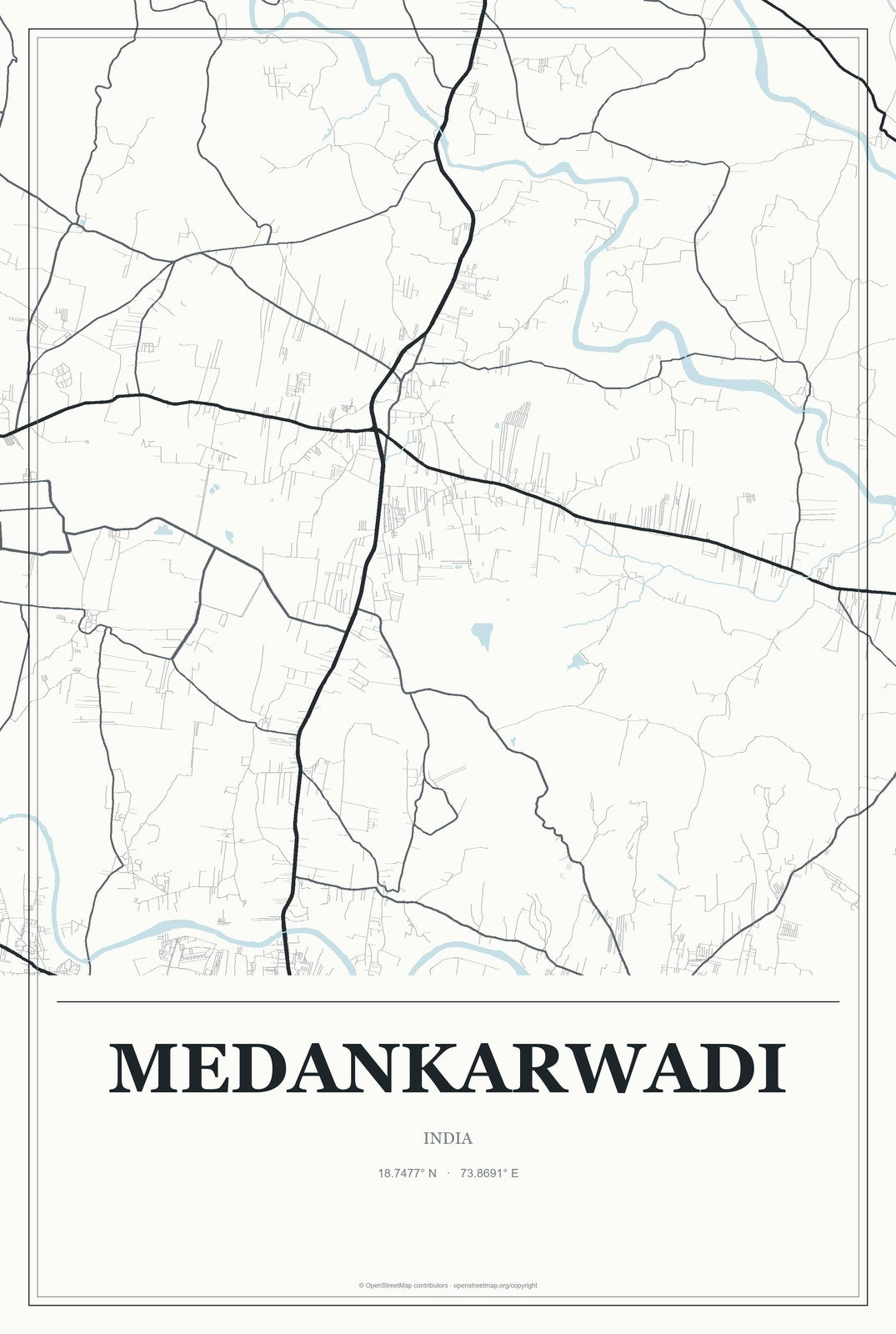 Medankarwadi, India City Map Aluminum Sign in Gallery Air style