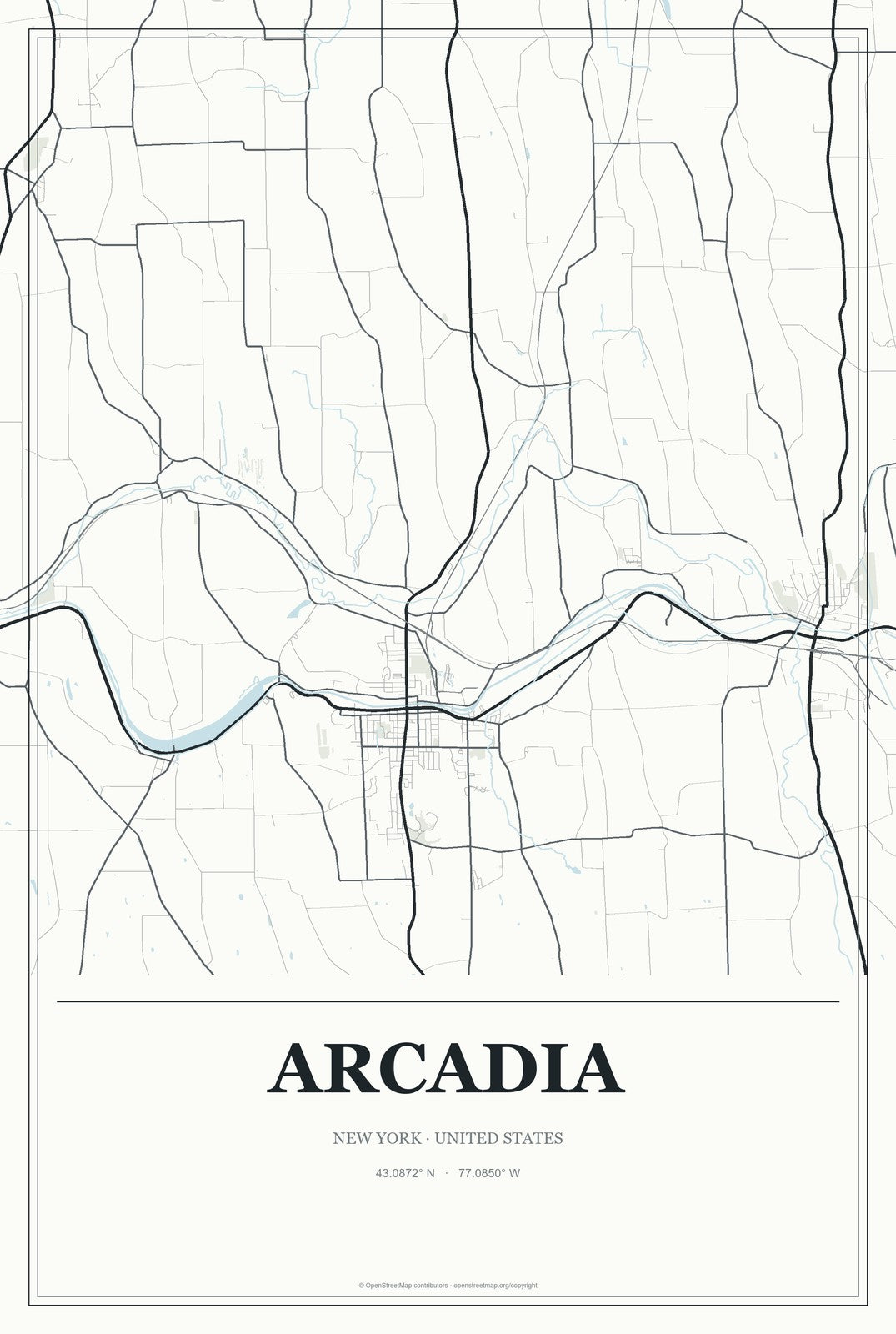 Arcadia, New York City Map Aluminum Sign in Gallery Air style