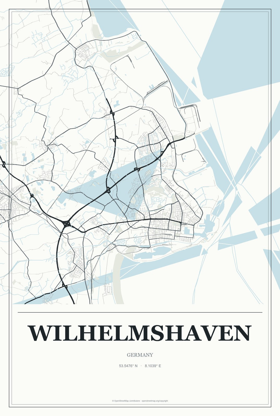 Wilhelmshaven, Germany City Map Aluminum Sign in Gallery Air style