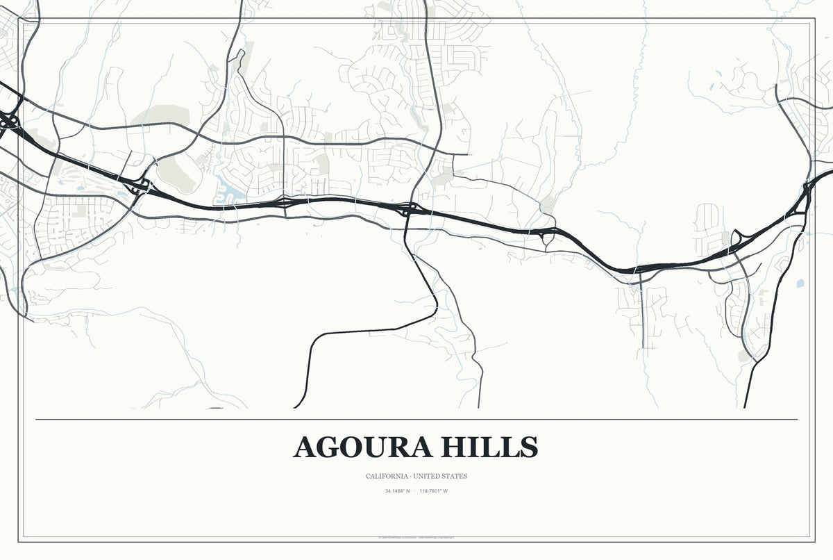 Agoura Hills, California City Map Aluminum Sign in Gallery Air style