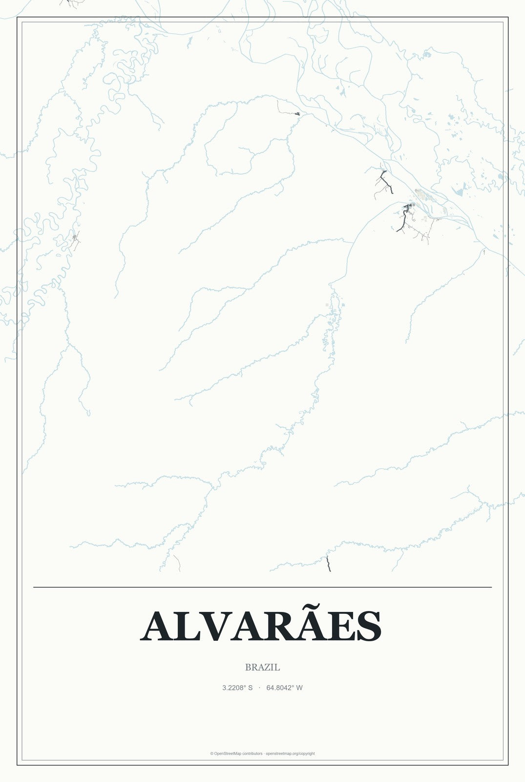 Alvarães, Brazil City Map Aluminum Sign in Gallery Air style