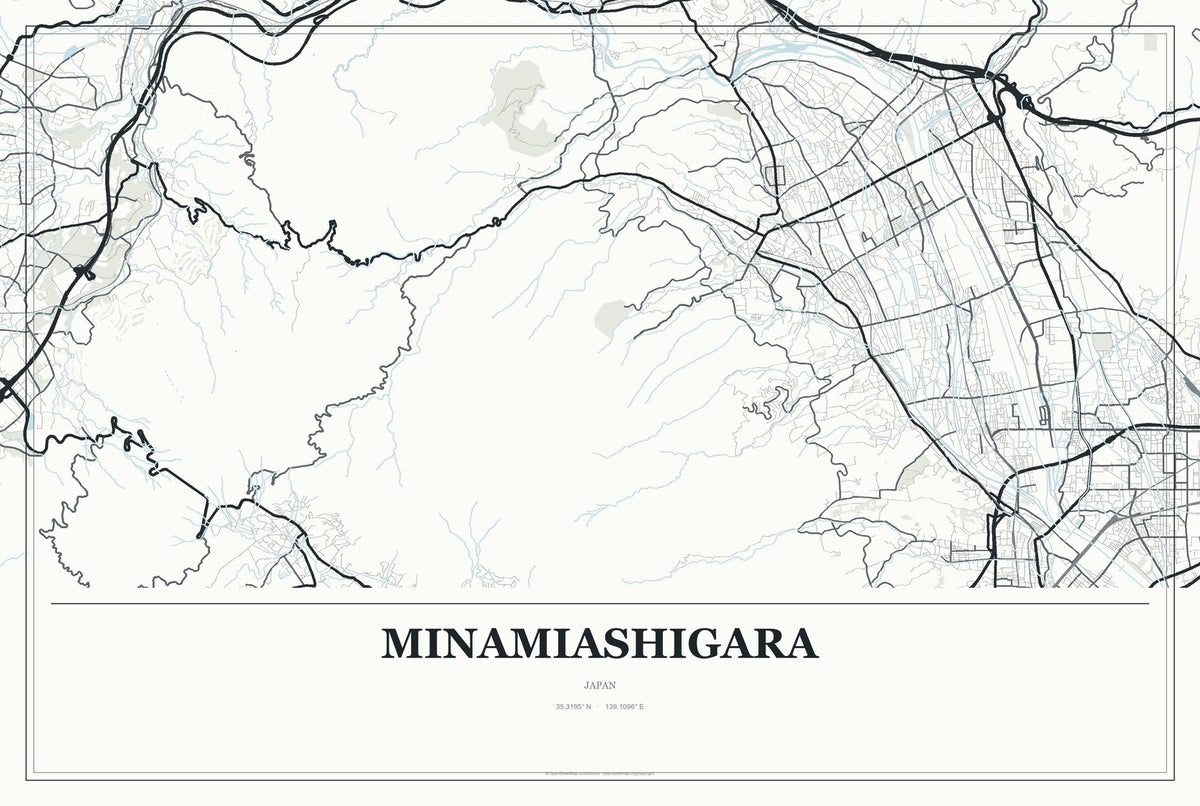 Minamiashigara, Japan City Map Aluminum Sign in Gallery Air style
