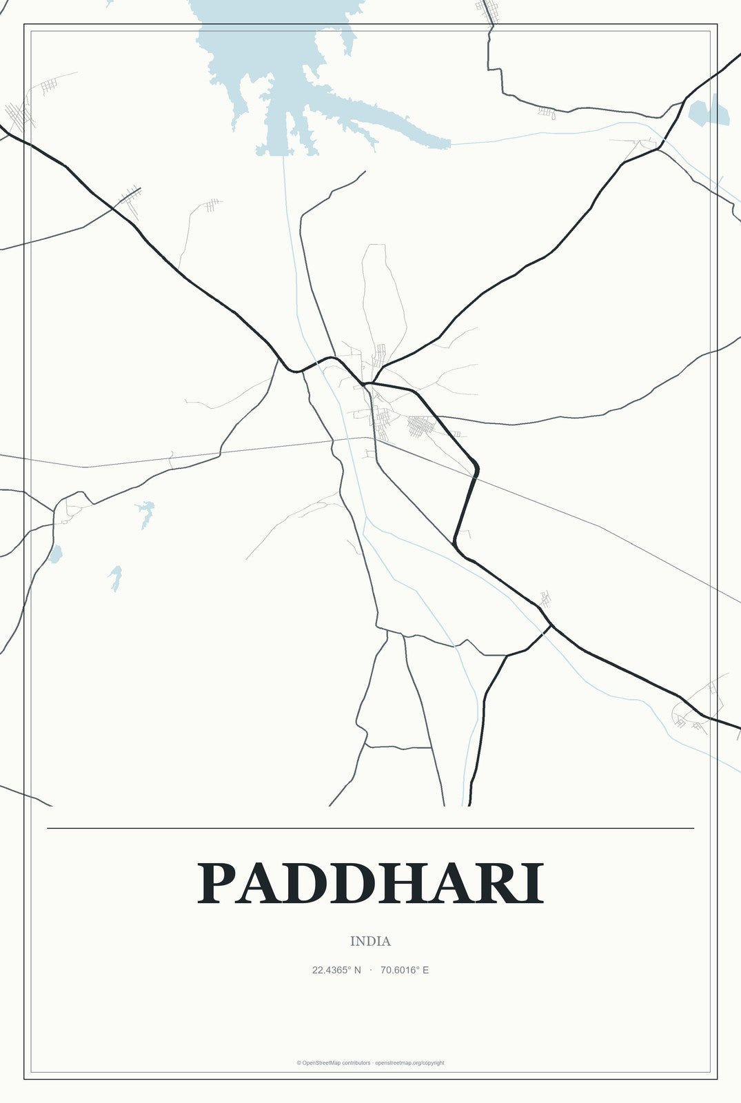 Paddhari, India City Map Aluminum Sign in Gallery Air style
