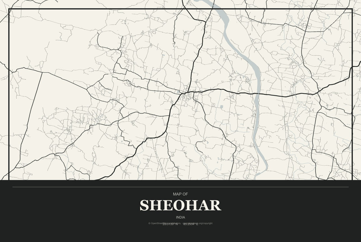 Sheohar, India City Map Aluminum Sign in Museum Plaque style