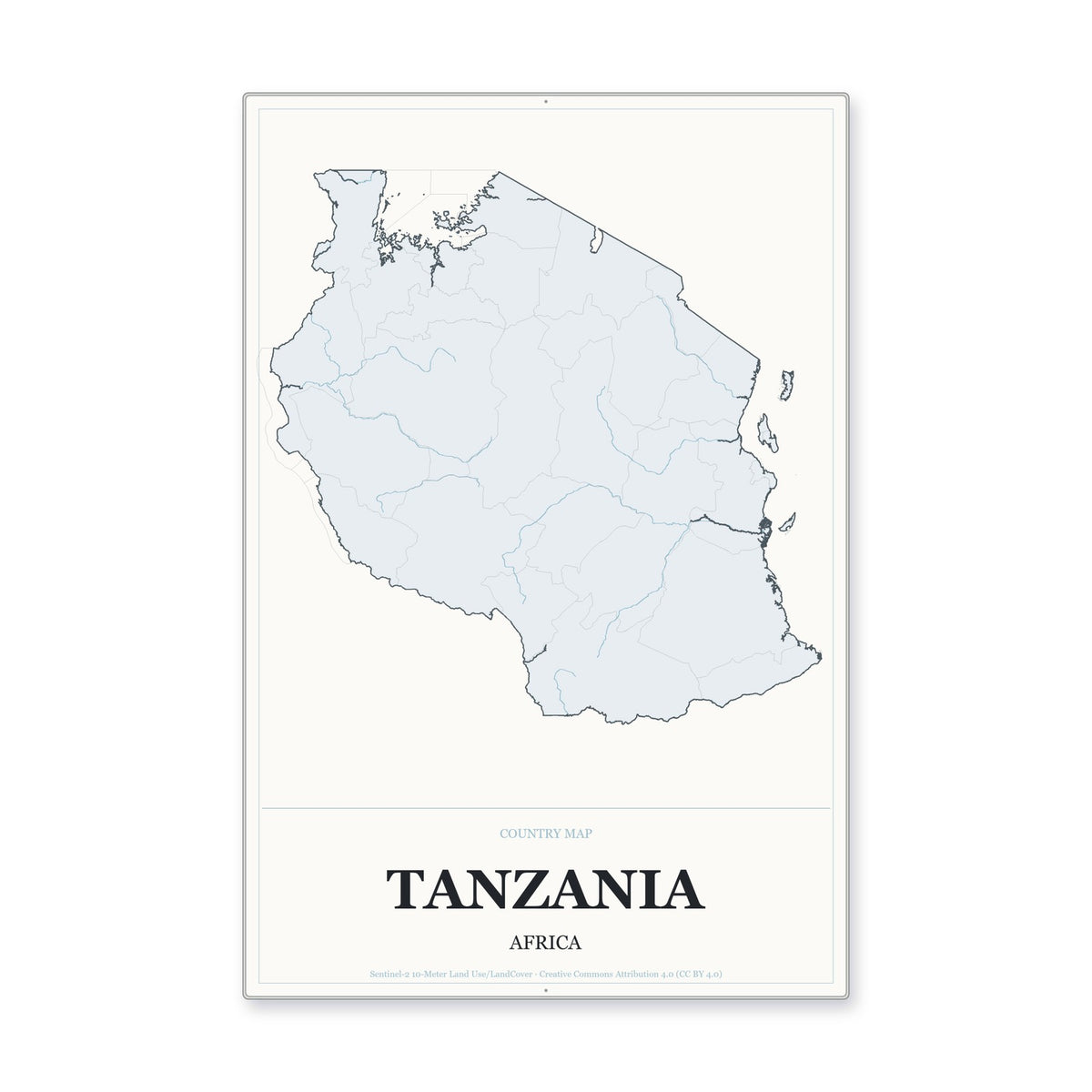 Tanzania Country Map Aluminum Sign in Gallery Air style