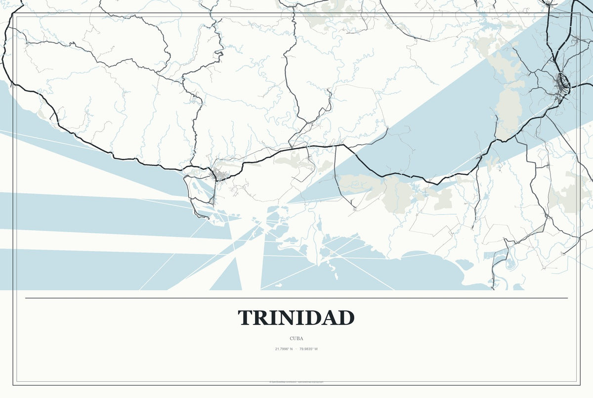 Trinidad, Cuba City Map Aluminum Sign in Gallery Air style