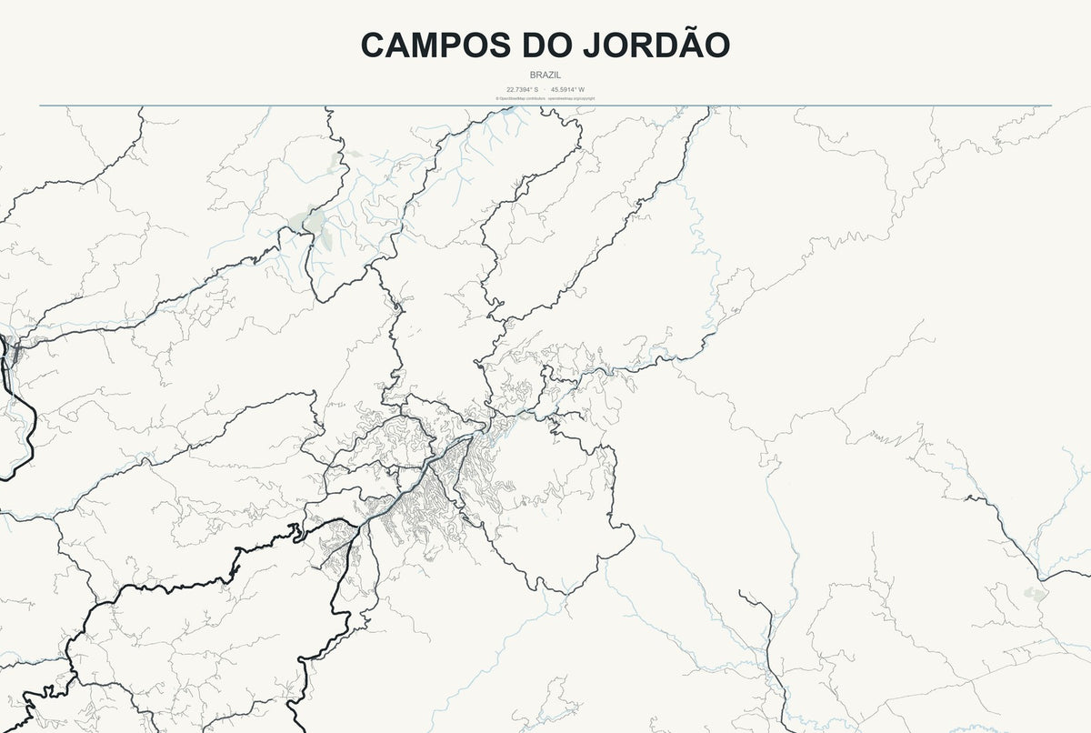 Campos do Jordão, Brazil City Map Aluminum Sign in Headline Atlas style