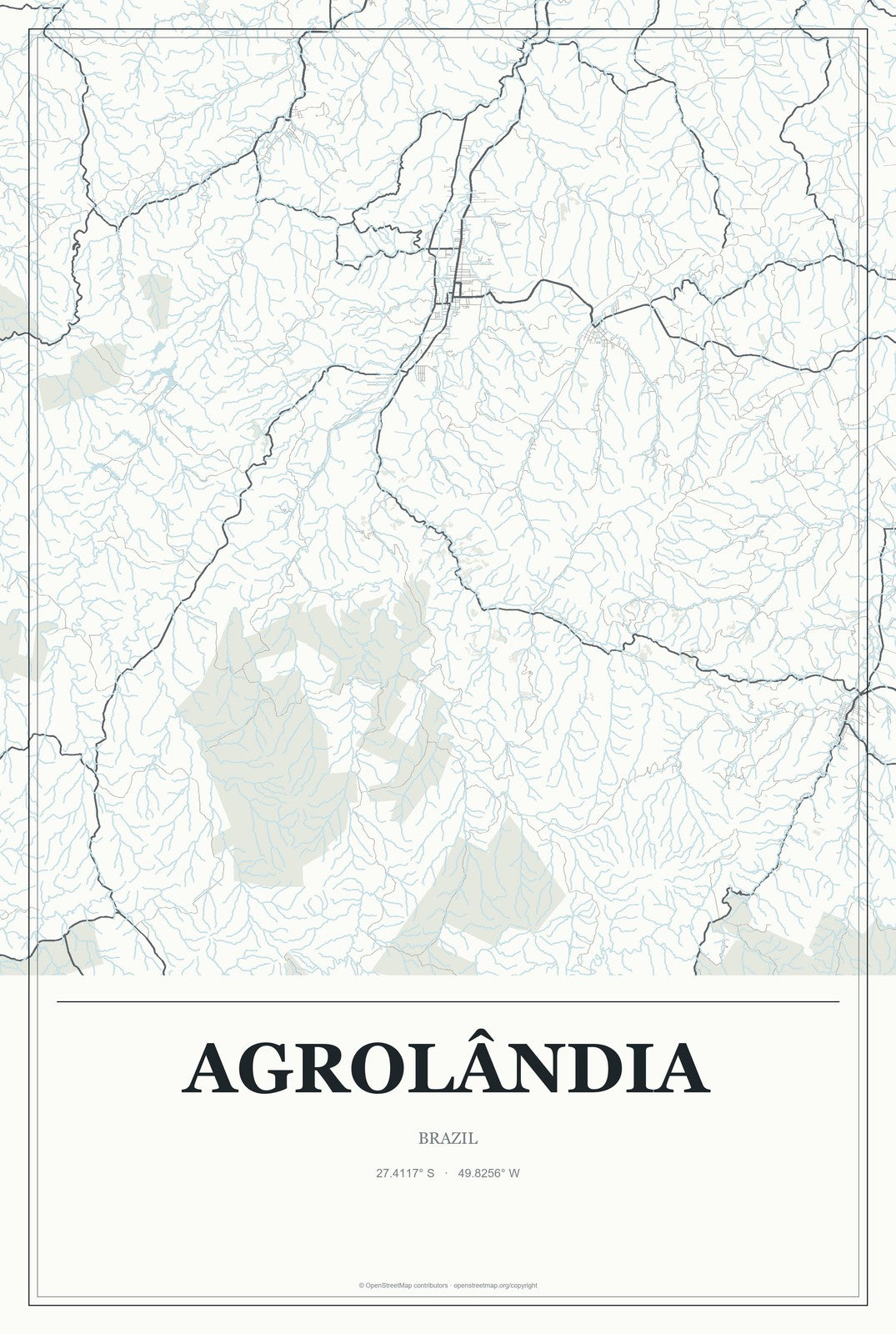 Agrolândia, Brazil City Map Aluminum Sign in Gallery Air style