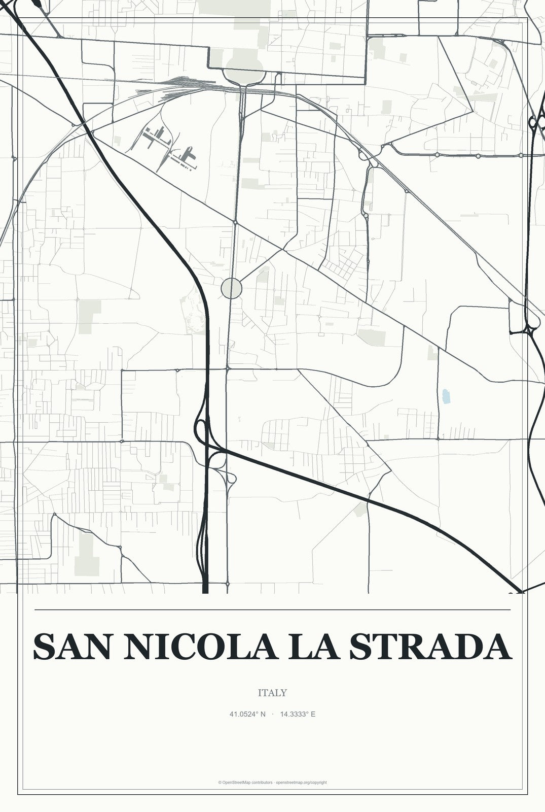 San Nicola la Strada, Italy City Map Aluminum Sign in Gallery Air style
