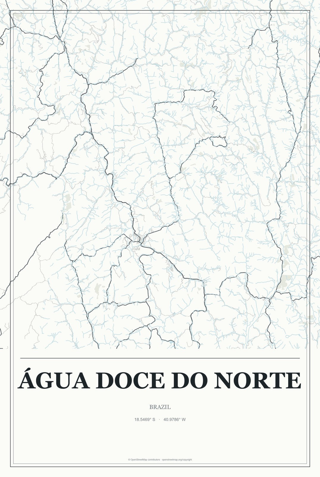 Água Doce do Norte, Brazil City Map Aluminum Sign in Gallery Air style