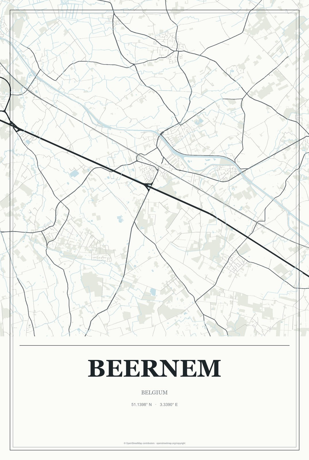 Beernem, Belgium City Map Aluminum Sign in Gallery Air style