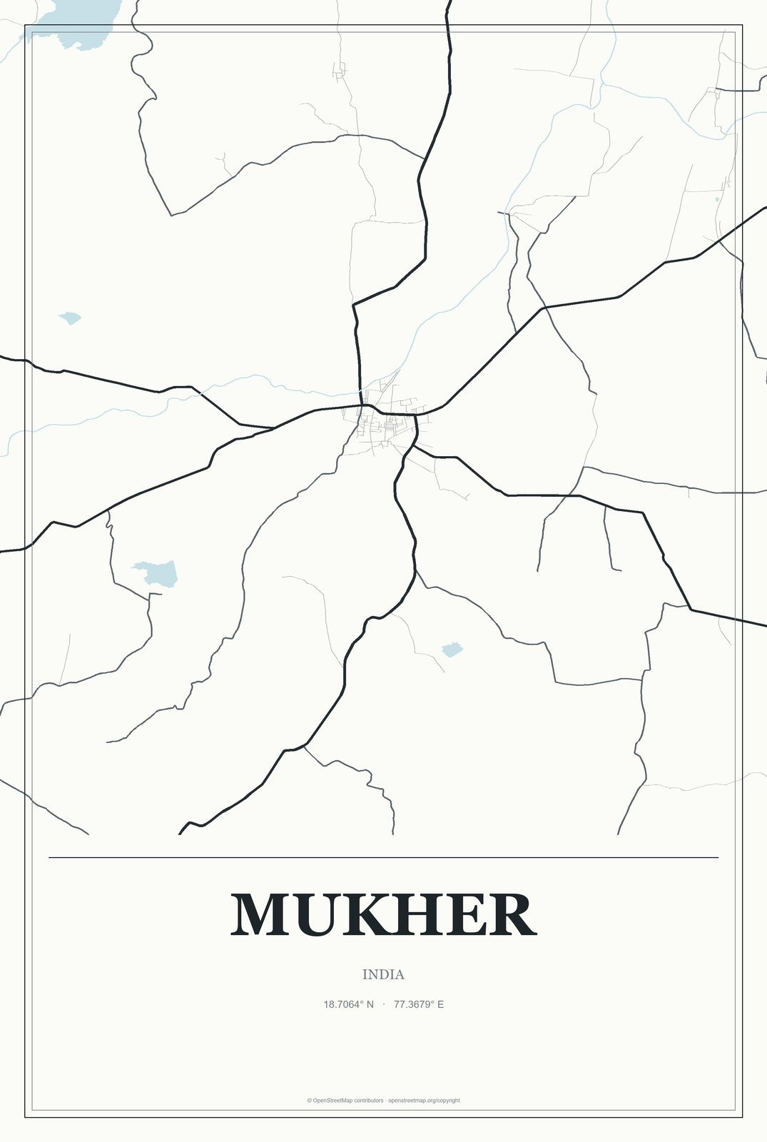 Mukher, India City Map Aluminum Sign in Gallery Air style