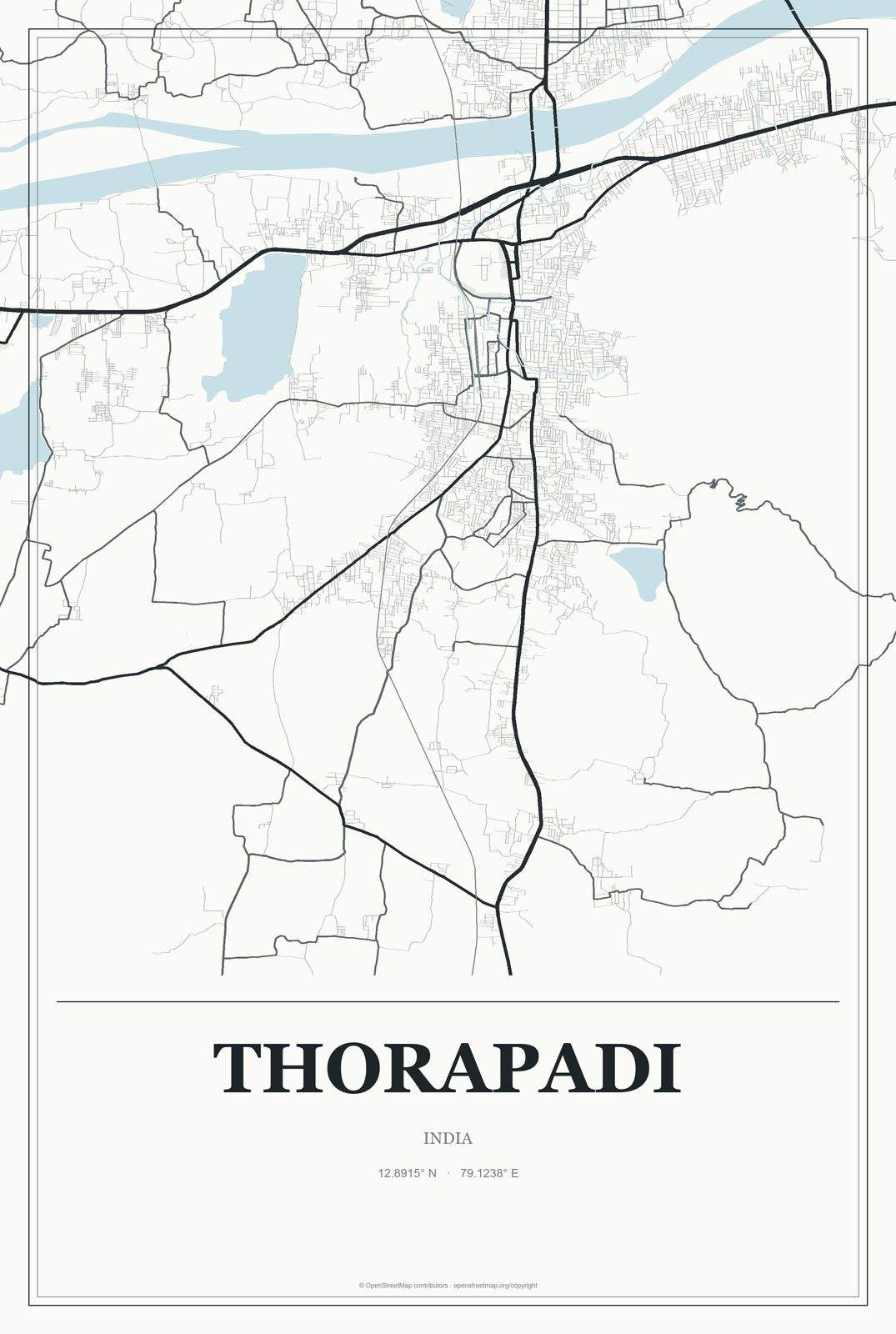 Thorapadi, India City Map Aluminum Sign in Gallery Air style