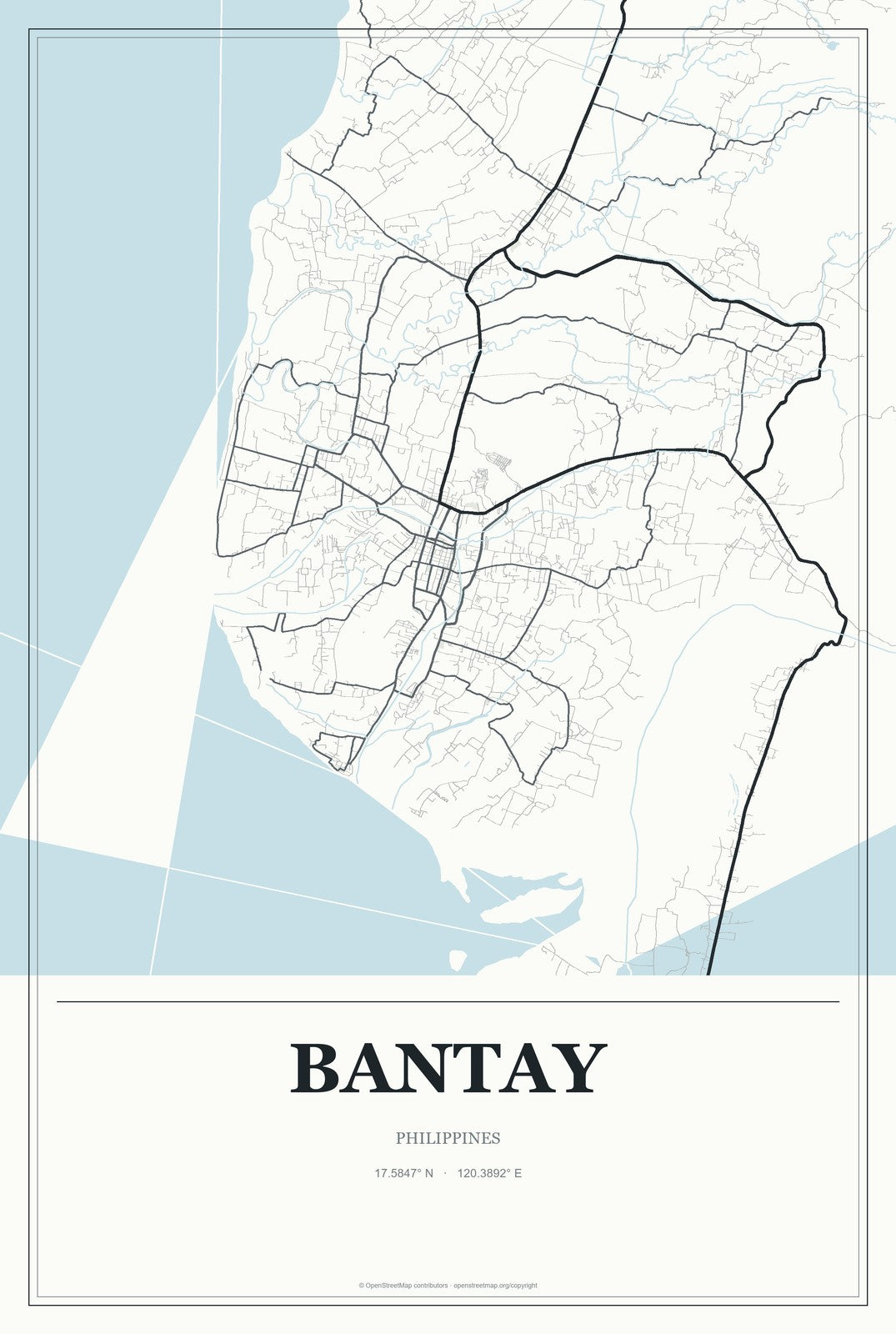 Bantay, Philippines City Map Aluminum Sign in Gallery Air style
