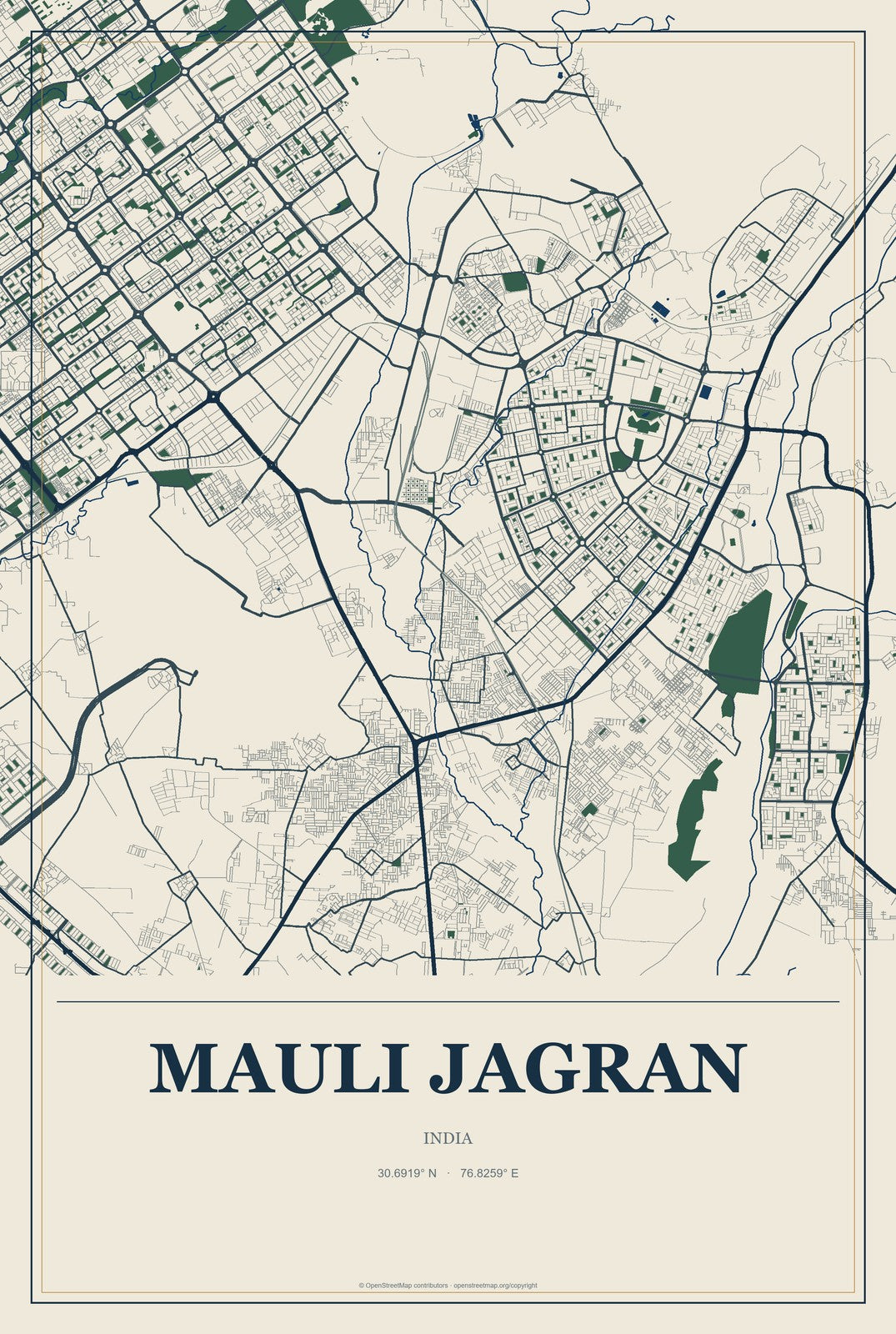 Mauli Jagran, India City Map Aluminum Sign in Coastal Cutout style