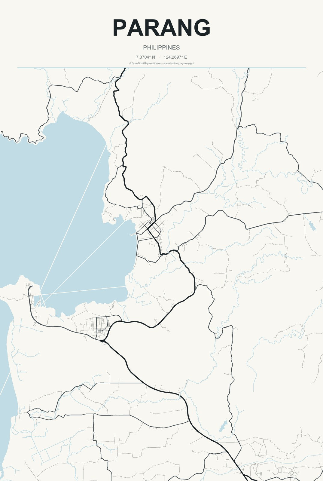 Parang, Philippines City Map Aluminum Sign in Headline Atlas style