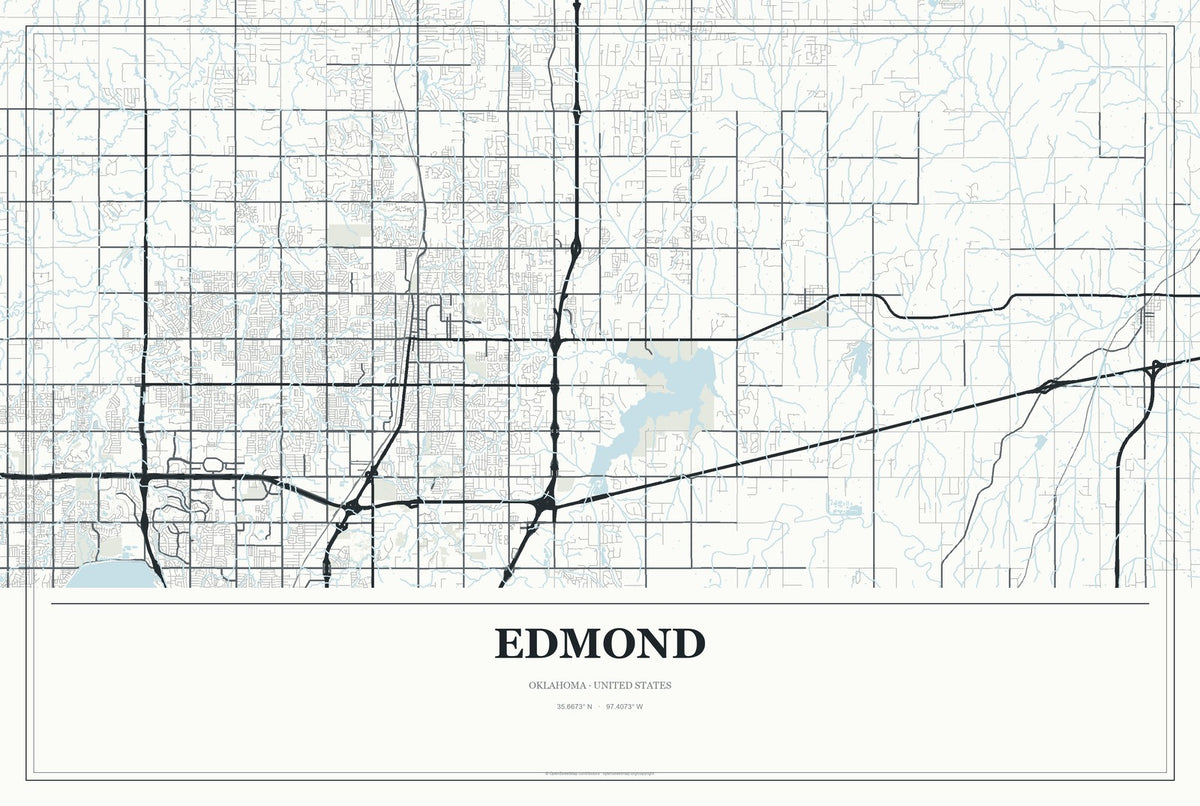 Edmond, Oklahoma City Map Aluminum Sign in Gallery Air style