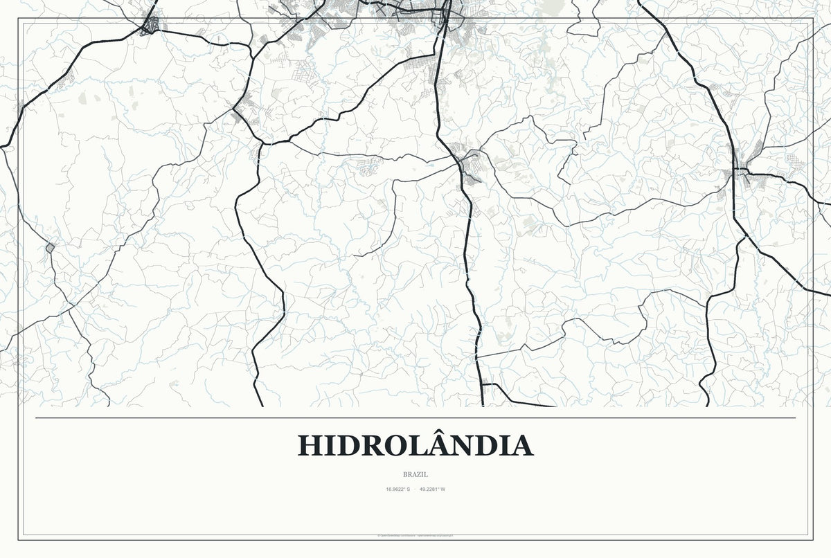 Hidrolândia, Ceará, Brazil City Map Aluminum Sign in Gallery Air style