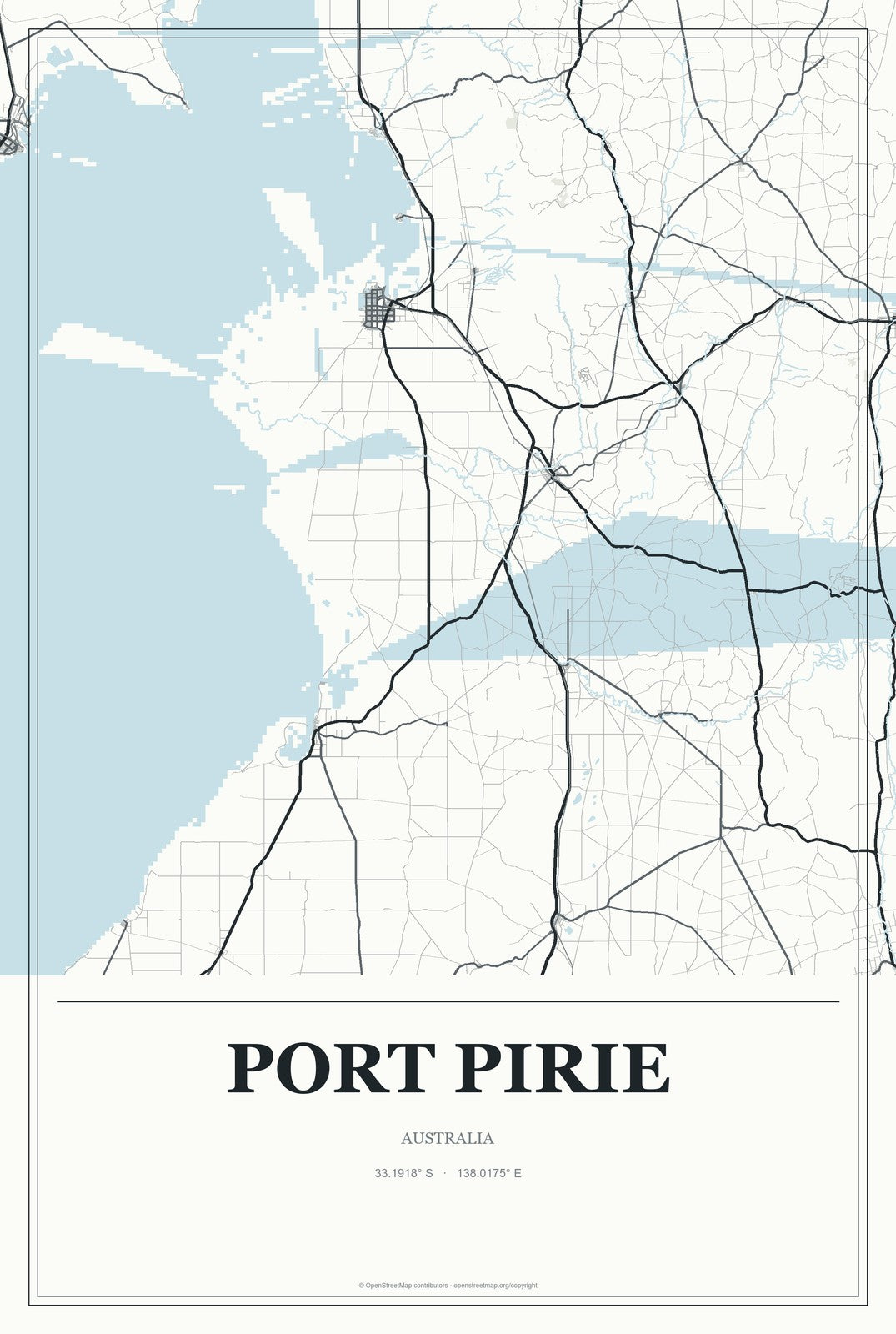 Port Pirie, Australia City Map Aluminum Sign in Gallery Air style