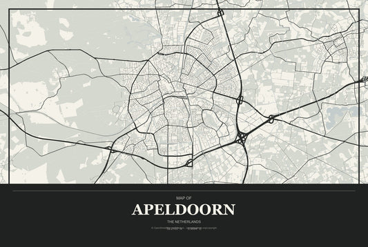 Apeldoorn, The Netherlands City Map Aluminum Sign in Museum Plaque style