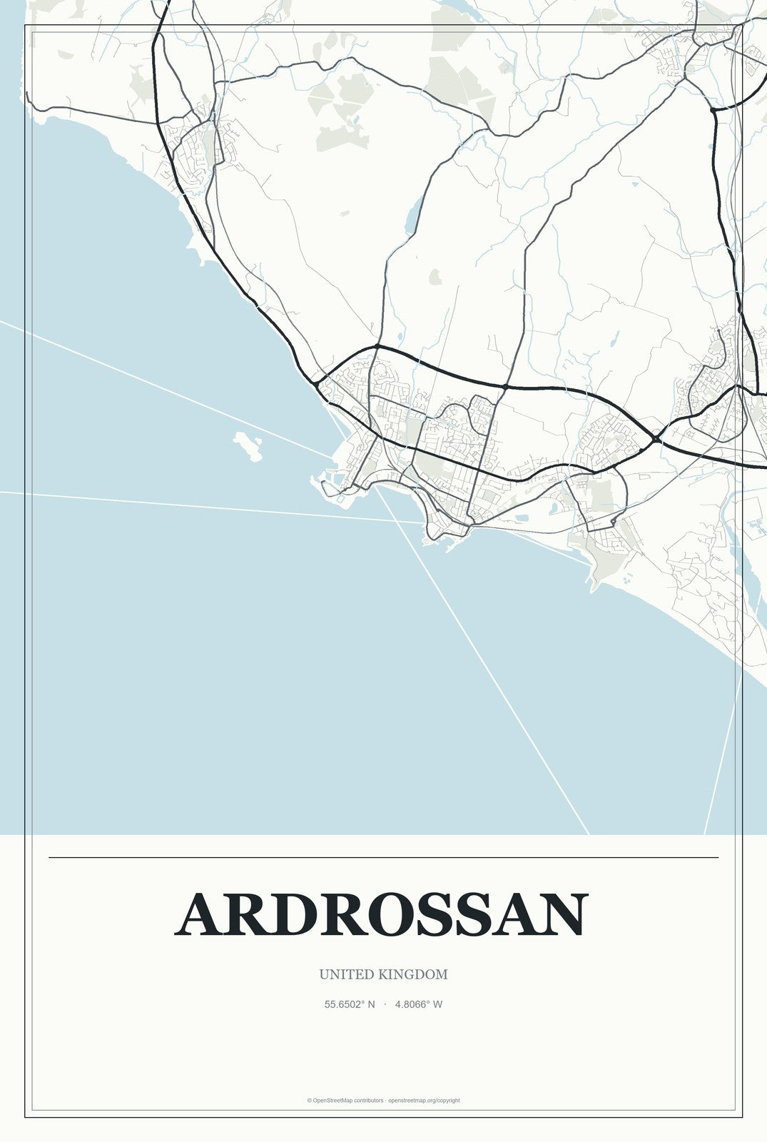 Ardrossan, United Kingdom City Map Aluminum Sign in Gallery Air style
