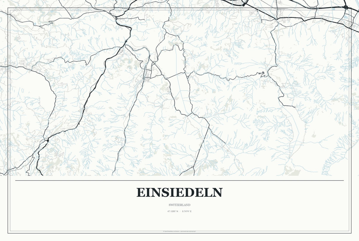 Einsiedeln, Switzerland City Map Aluminum Sign in Gallery Air style