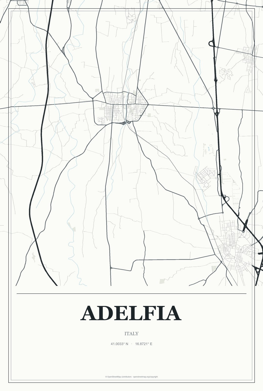 Adelfia, Italy City Map Aluminum Sign in Gallery Air style