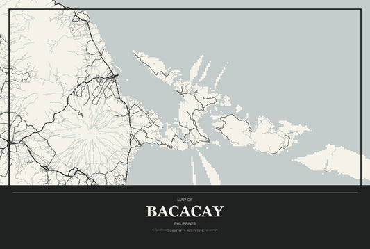 Bacacay, Philippines City Map Aluminum Sign in Museum Plaque style
