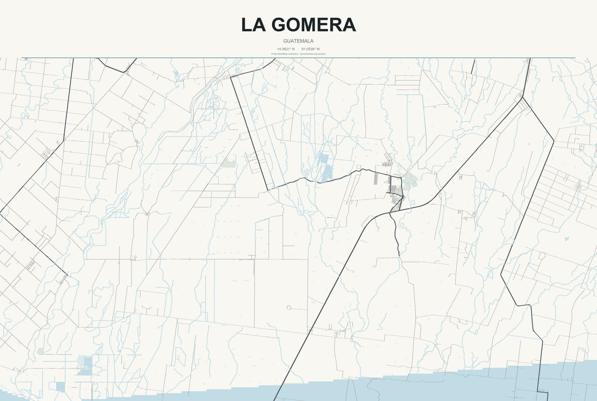 La Gomera, Guatemala City Map Aluminum Sign in Headline Atlas style
