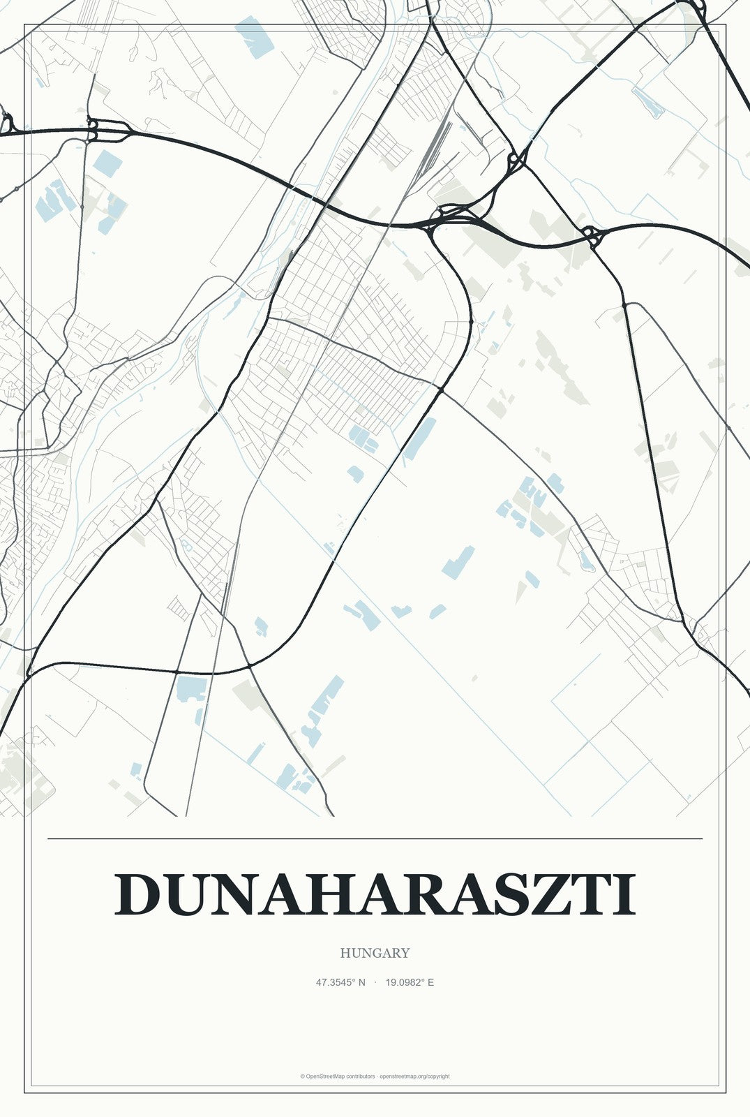 Dunaharaszti, Hungary City Map Aluminum Sign in Gallery Air style