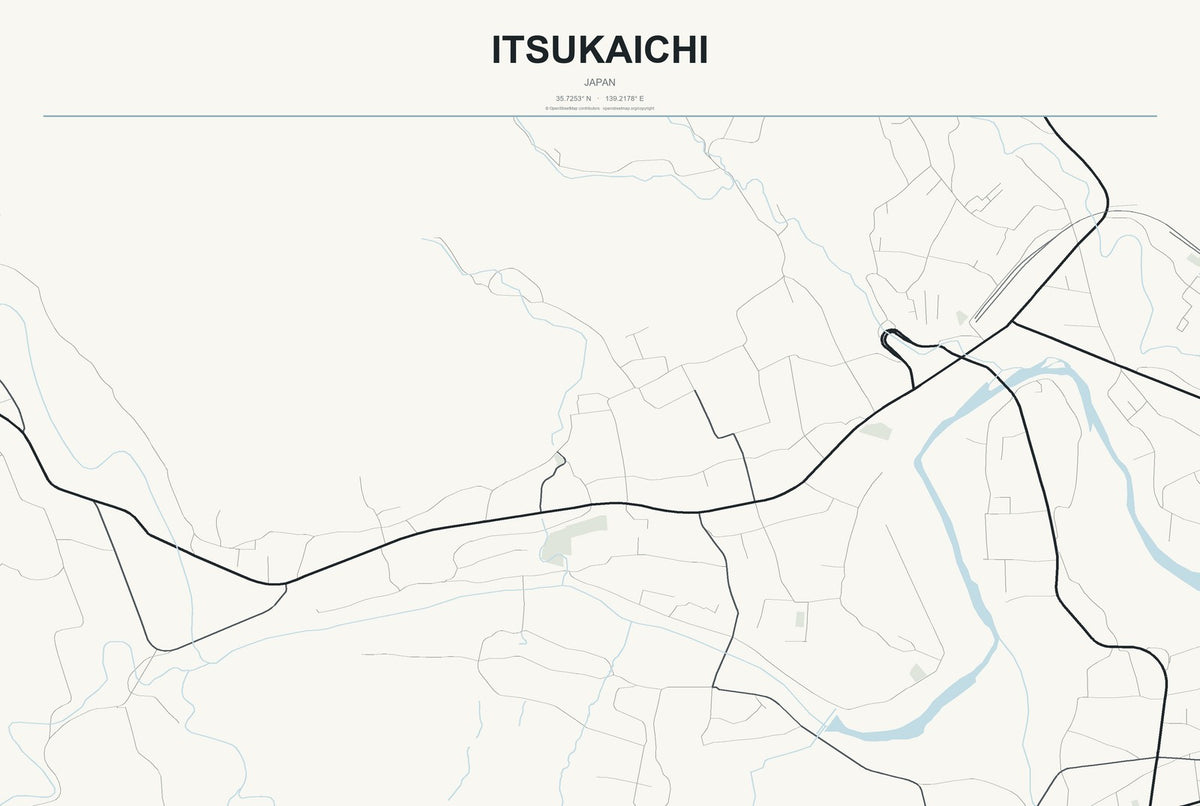 Itsukaichi, Japan City Map Aluminum Sign in Headline Atlas style