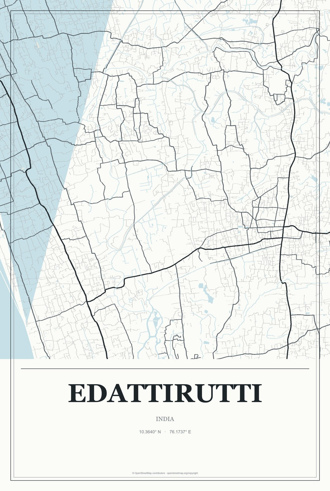 Edattirutti, India City Map Aluminum Sign in Gallery Air style