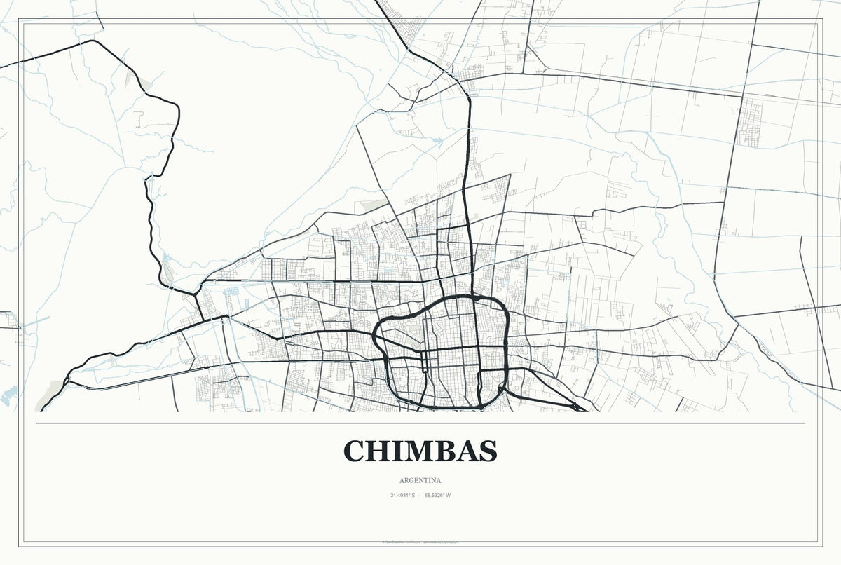 Chimbas, Argentina City Map Aluminum Sign in Gallery Air style