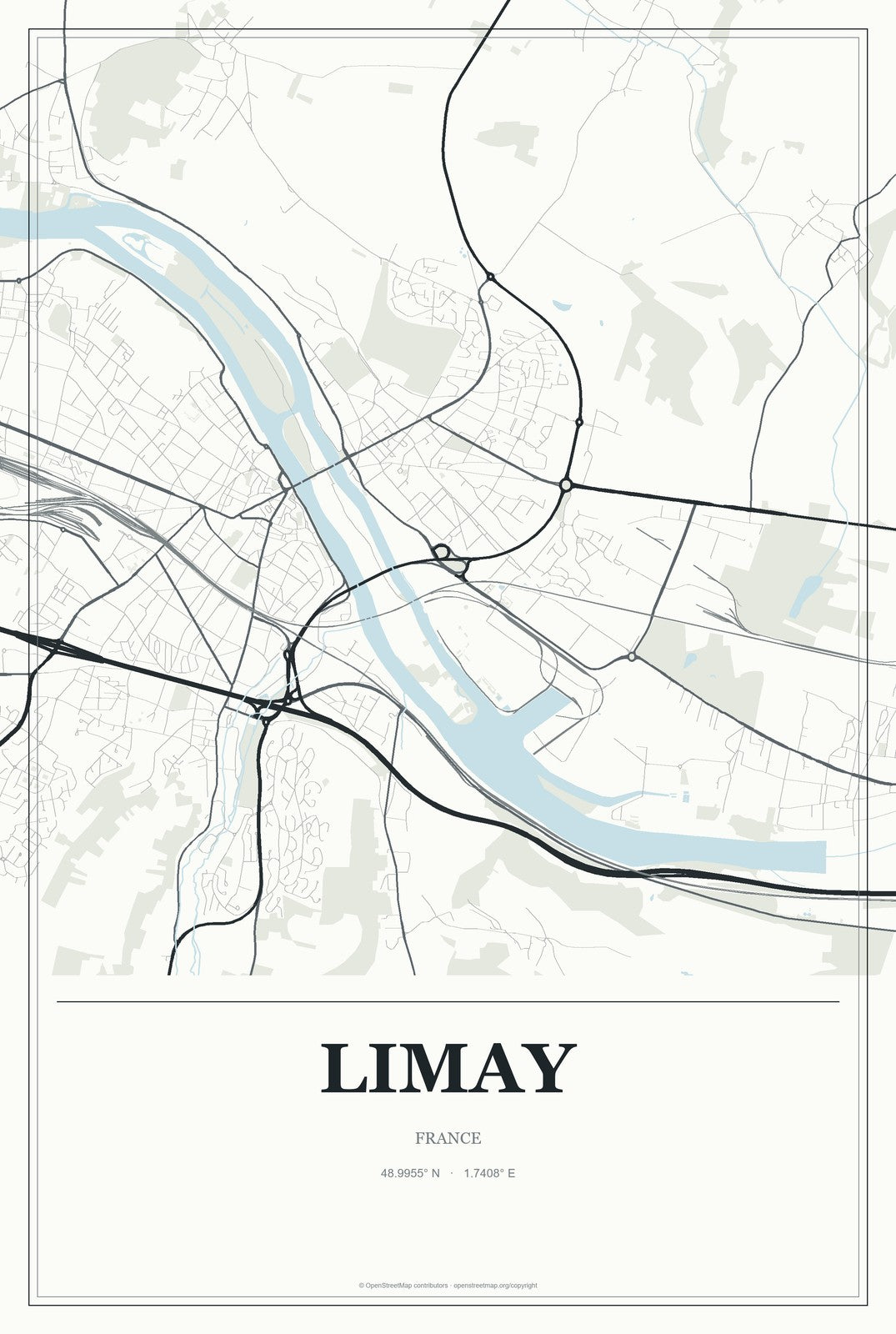 Limay, France City Map Aluminum Sign in Gallery Air style
