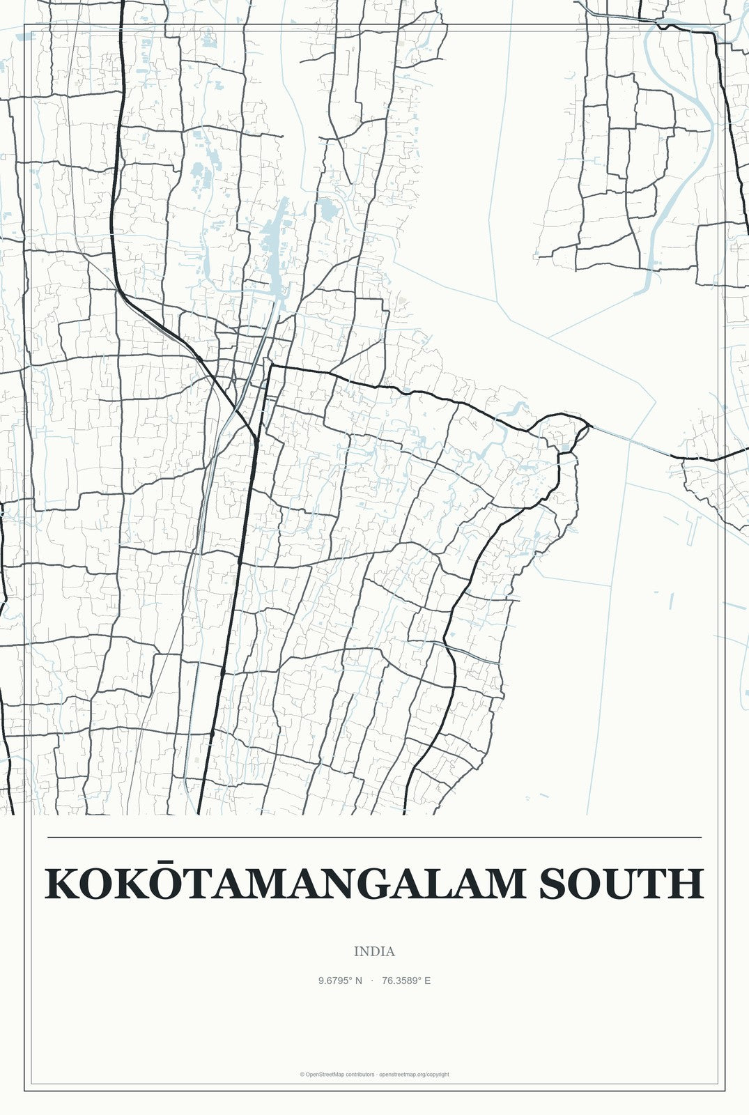 Kokōtamangalam South, India City Map Aluminum Sign in Gallery Air style