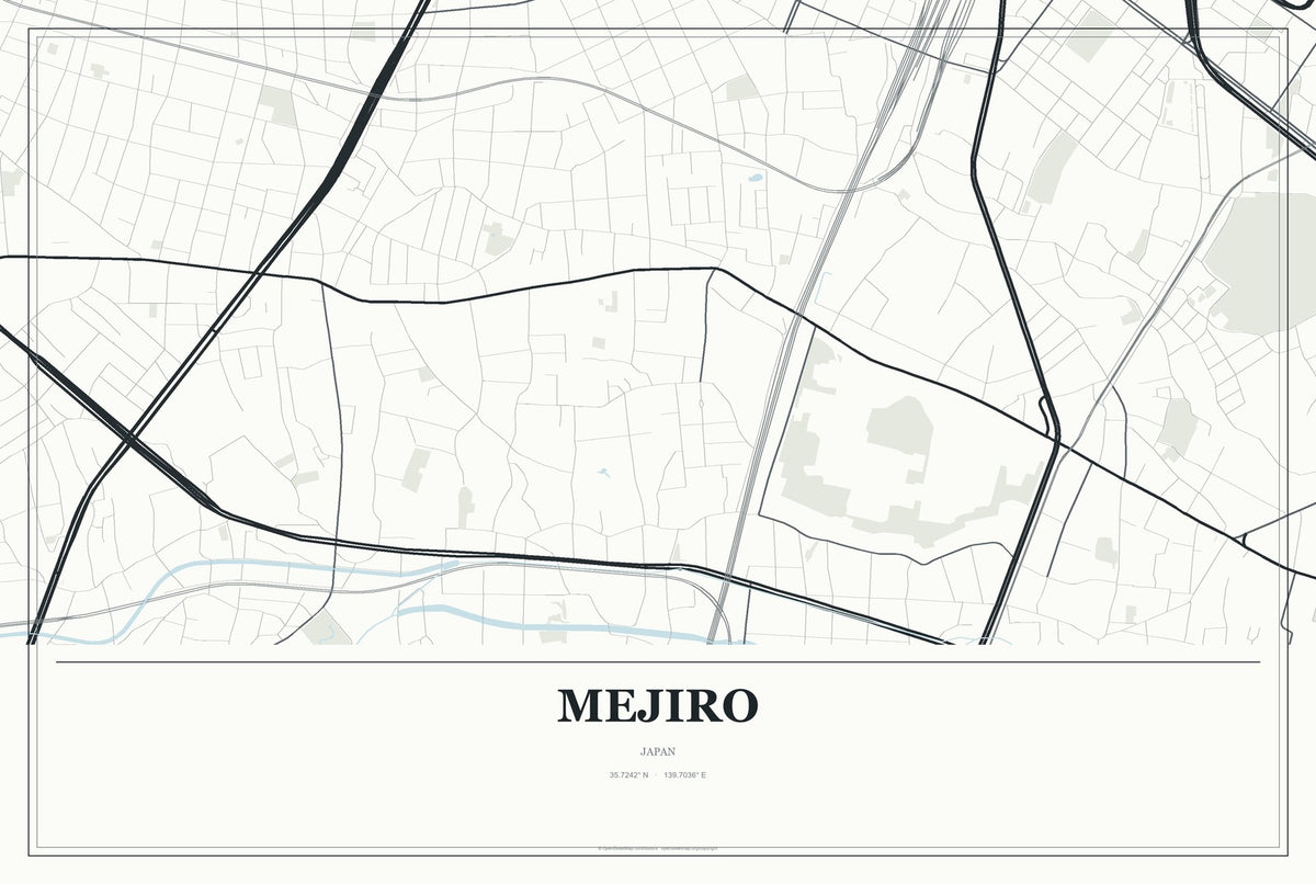 Mejiro, Japan City Map Aluminum Sign in Gallery Air style