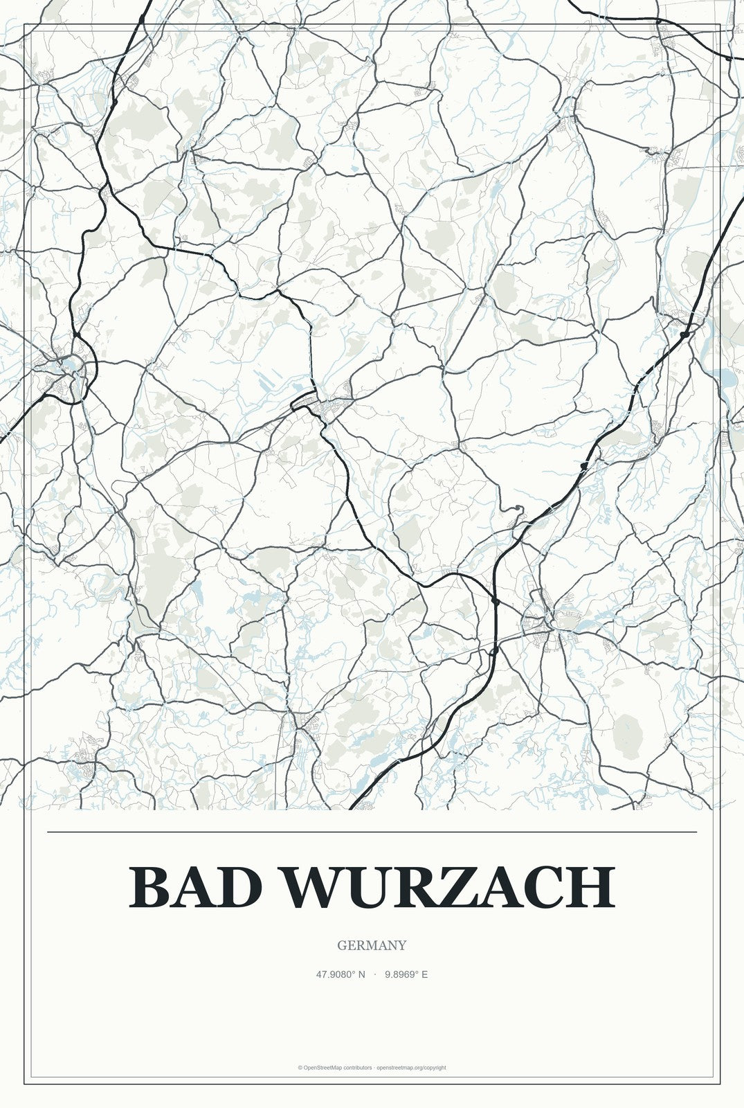 Bad Wurzach, Germany City Map Aluminum Sign in Gallery Air style