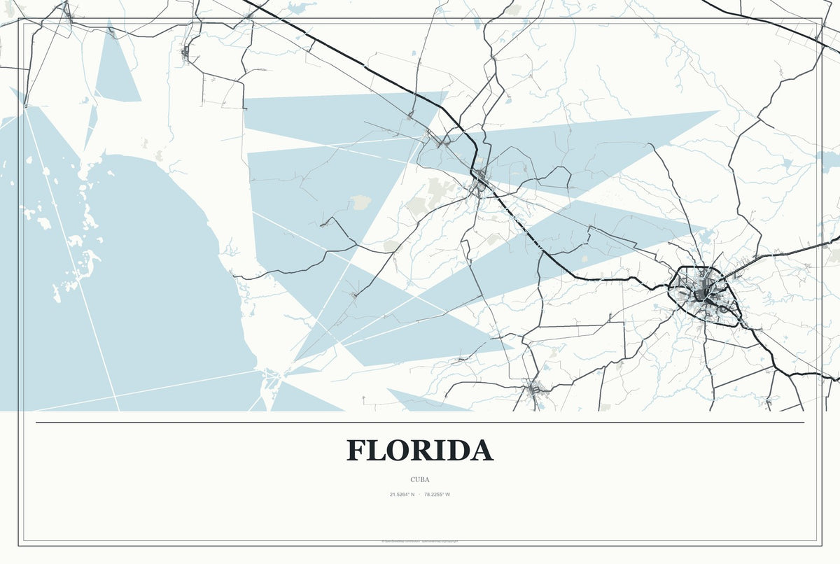 Florida, Cuba City Map Aluminum Sign in Gallery Air style