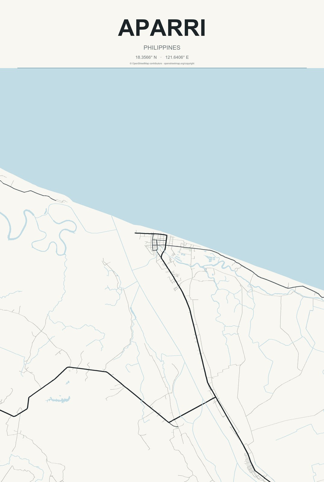 Aparri, Philippines City Map Aluminum Sign in Headline Atlas style