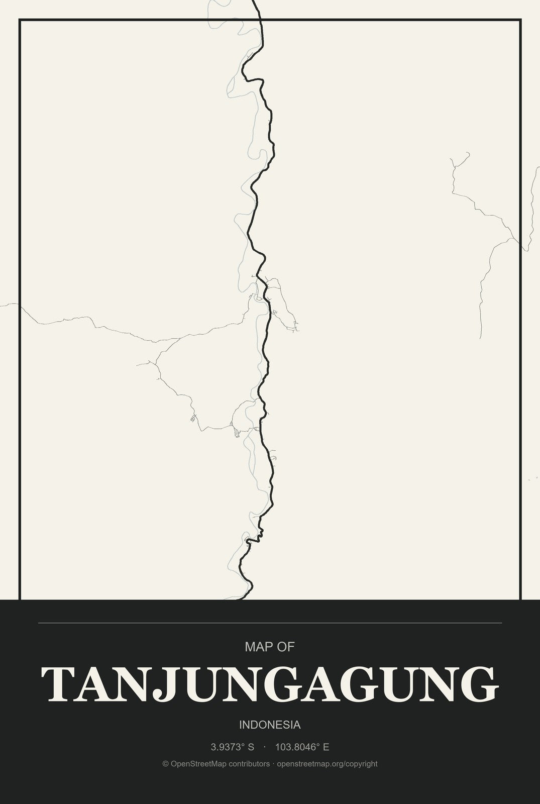 Tanjungagung, Indonesia City Map Aluminum Sign in Museum Plaque style