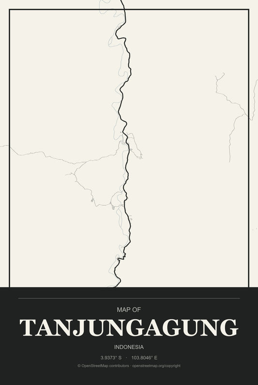 Tanjungagung, Indonesia City Map Aluminum Sign in Museum Plaque style
