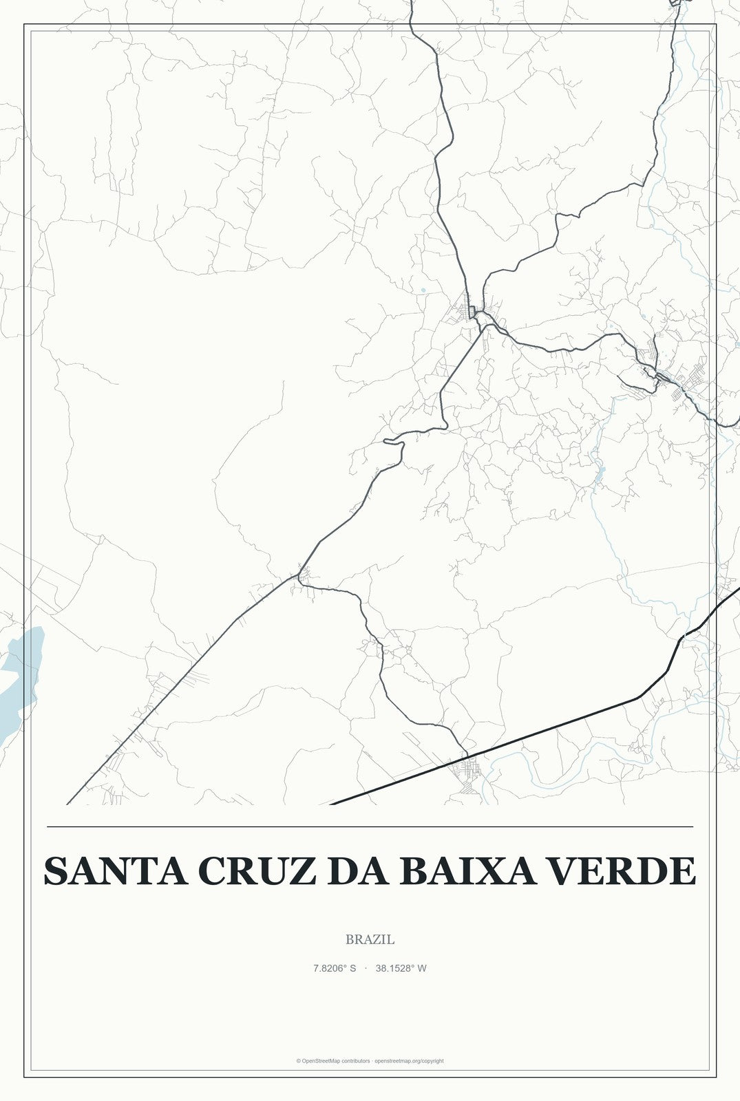 Santa Cruz da Baixa Verde, Brazil City Map Aluminum Sign in Gallery Air style
