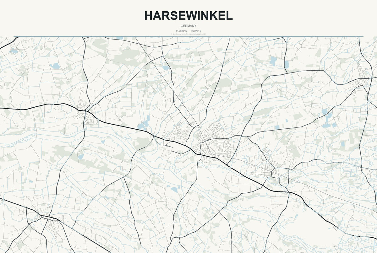 Harsewinkel, Germany City Map Aluminum Sign in Headline Atlas style