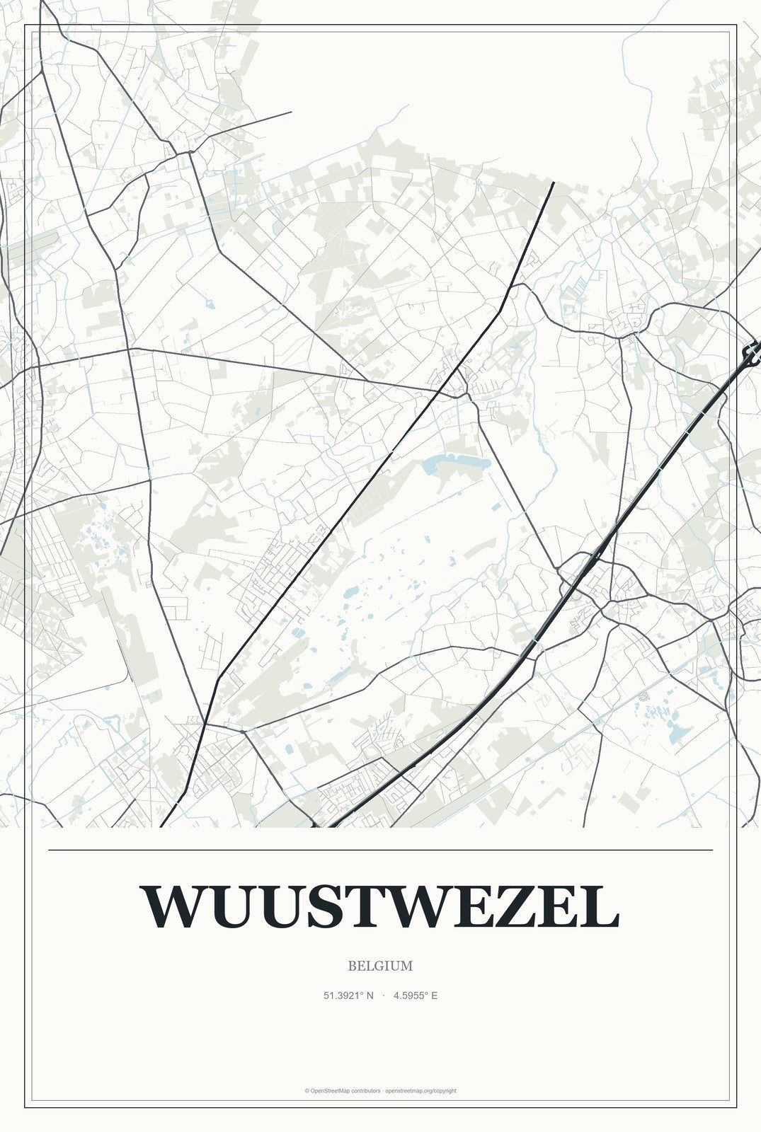 Wuustwezel, Belgium City Map Aluminum Sign in Gallery Air style