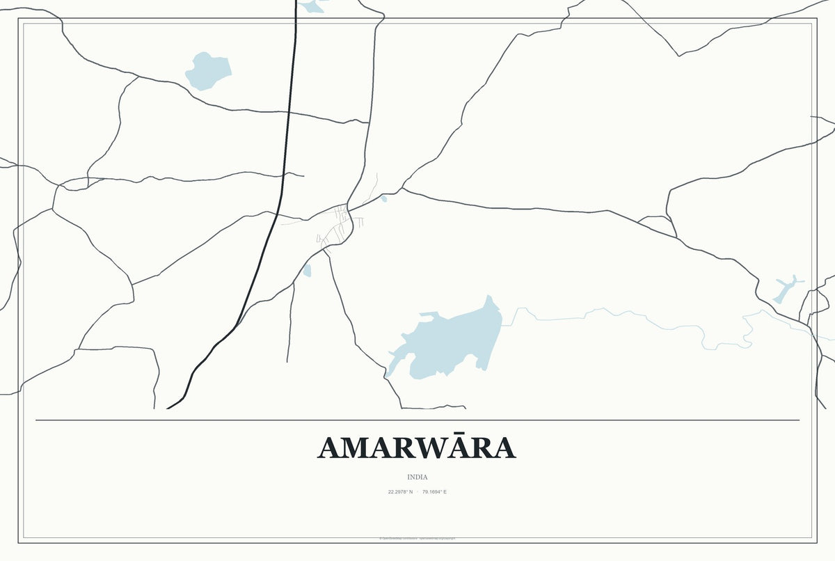 Amarwāra, India City Map Aluminum Sign in Gallery Air style