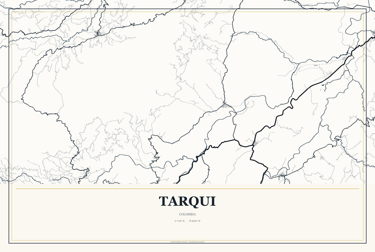 Tarqui, Colombia City Map Aluminum Sign in Citrine Modern style