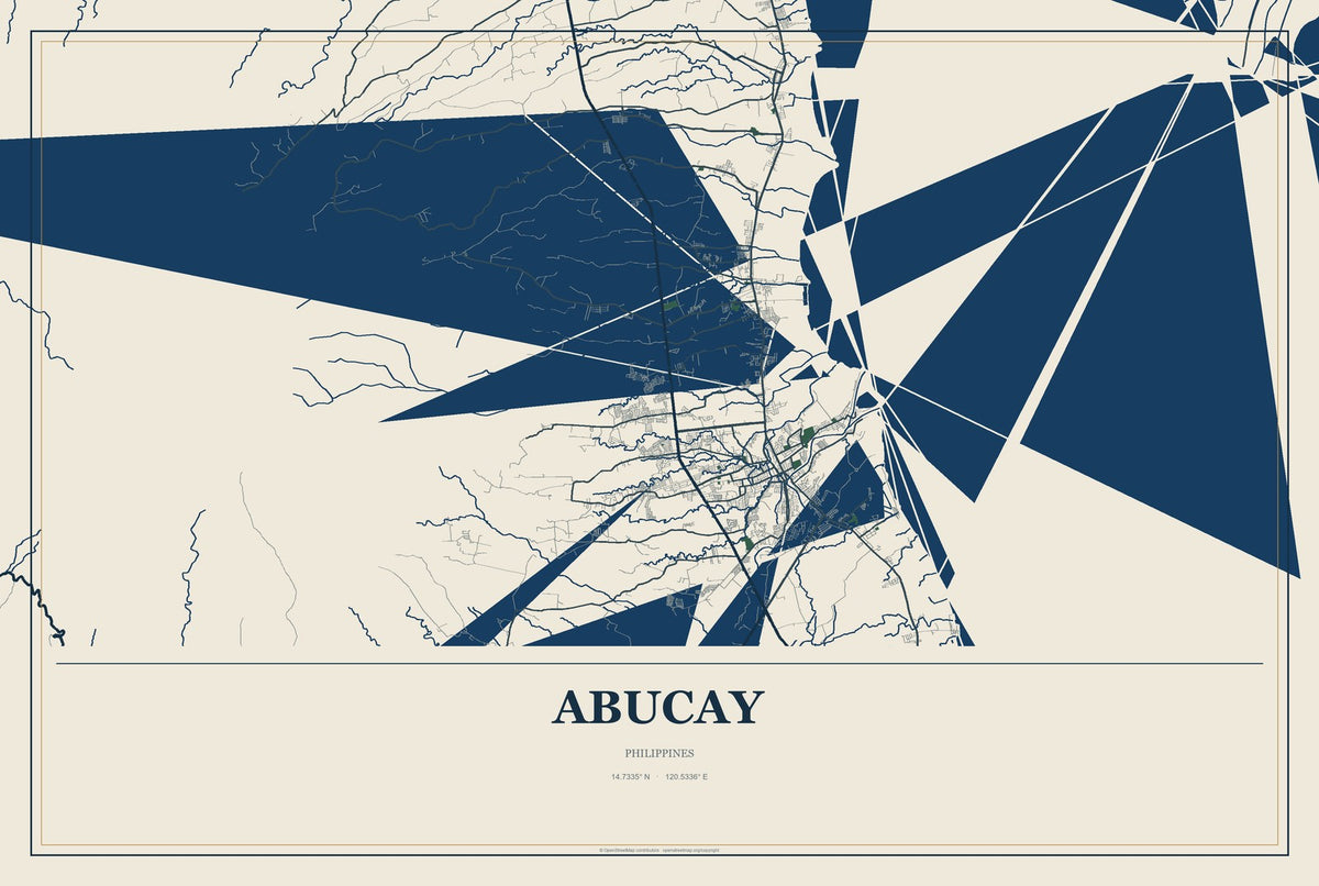 Abucay, Philippines City Map Aluminum Sign in Coastal Cutout style