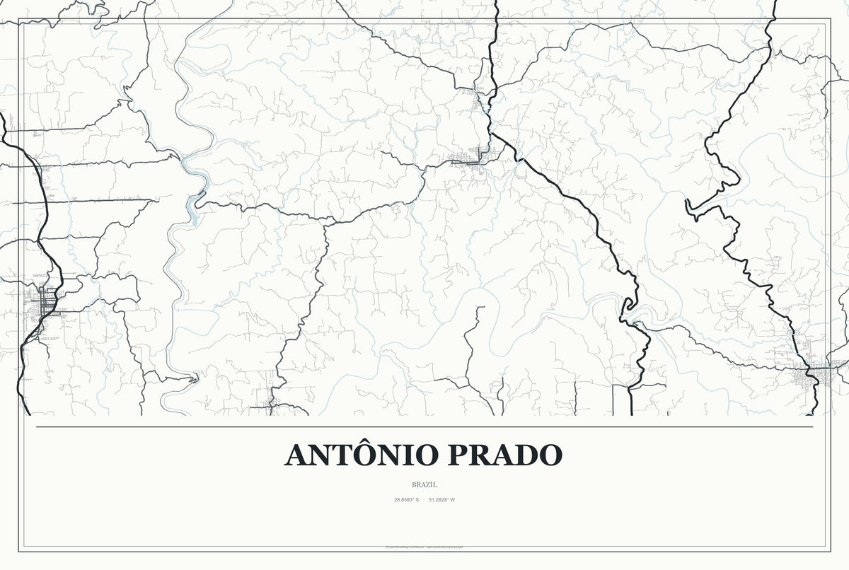 Antônio Prado, Brazil City Map Aluminum Sign in Gallery Air style