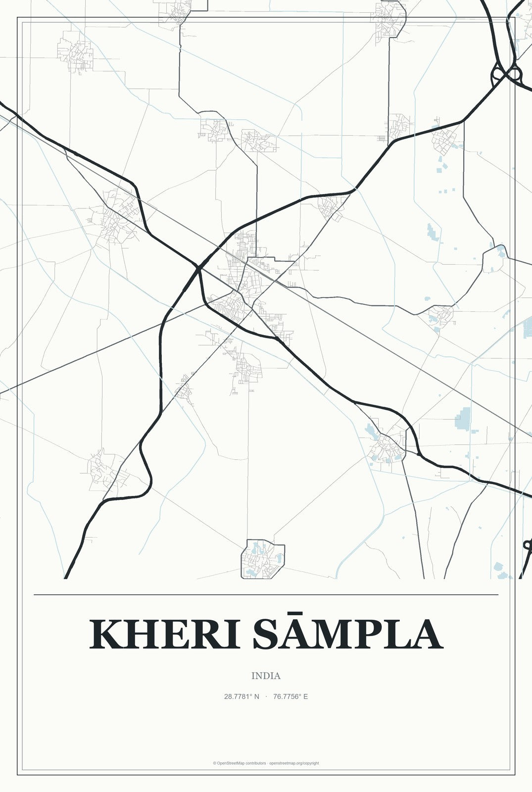 Kheri Sāmpla, India City Map Aluminum Sign in Gallery Air style
